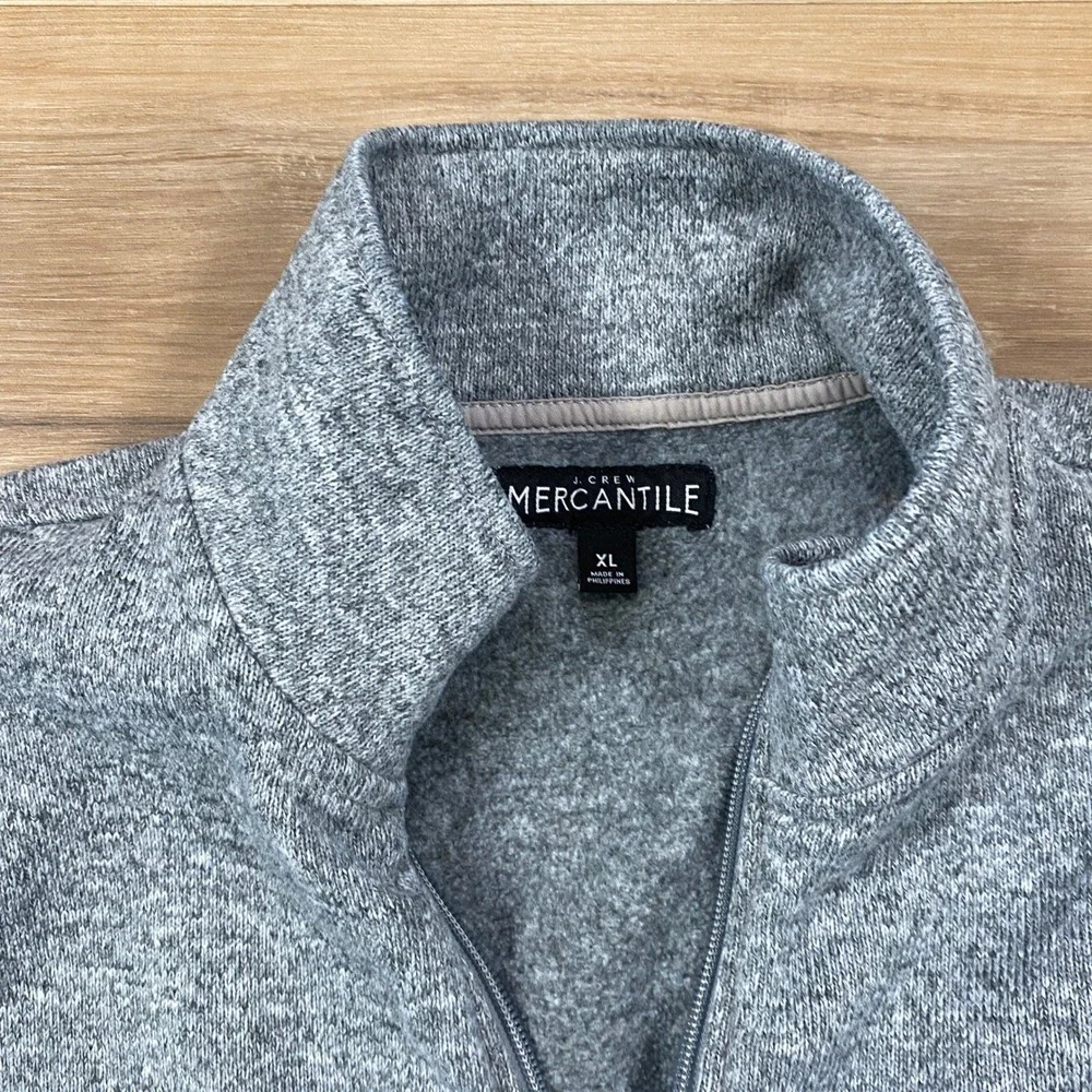 J. Crew Mercantile Fleece Pullover Mens XL Classic 1/4 Zip Polyester Grey